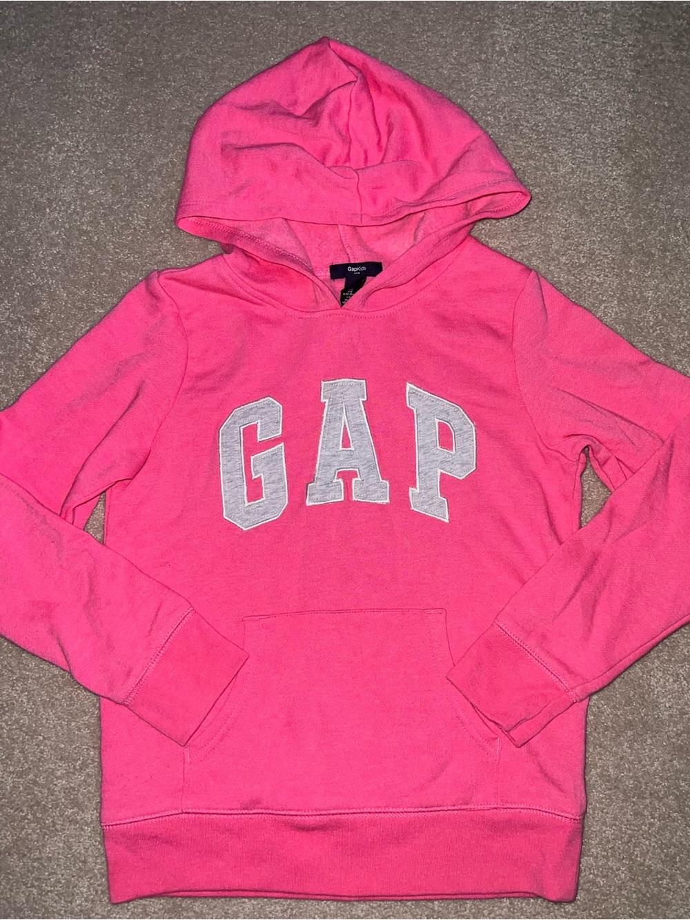 Girls 10 GAP Bright Pink Kids Hoodie with White Logo